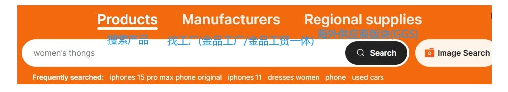 阿里国际站首页搜索框